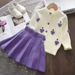 Bear Leader Baby Girls Clothes Set Autumn Winter Cartoon Grape Clothing Set New Kids Knitted Sweet Outfit Children Clothes Suit product image