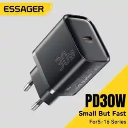 Essager Mini 30W Type-C Charger PD QC3.0 Fast Type-C Charger for iPhone 16/15/14/13 Pro, Samsung S25, Xiaomi, iPad & Travel Adapter product image