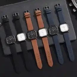 Fashion Square Dial Men's Watches Minimalist Quartz Watch Casual Leather Strap Wristwatch Reloj Hombre (Without Box) product image