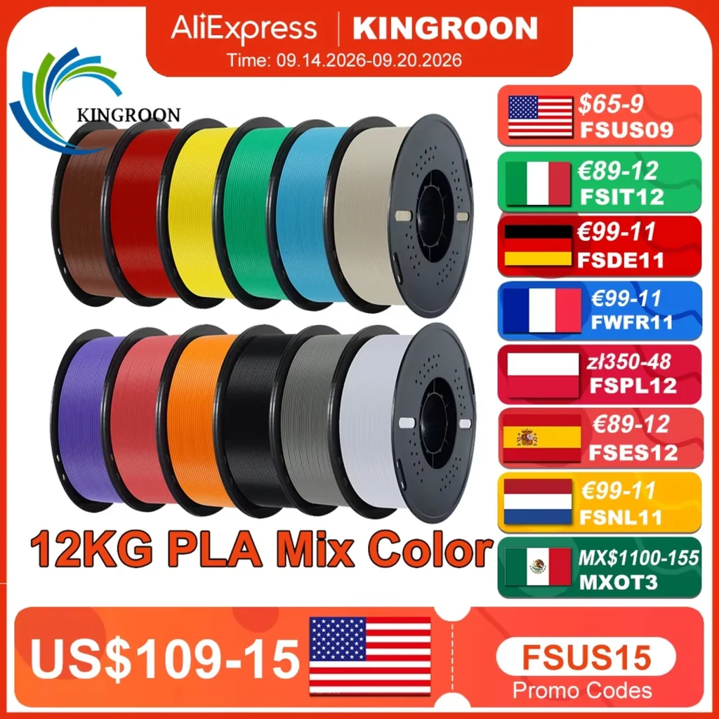KINGROON 10KG Multicolor PLA Filament product image