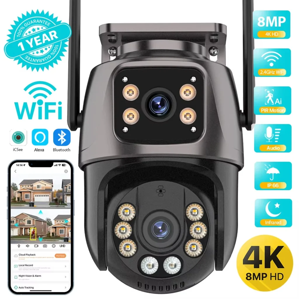 4K 8MP WiFi PTZ Outdoor Dual Lens Security Camera product image
