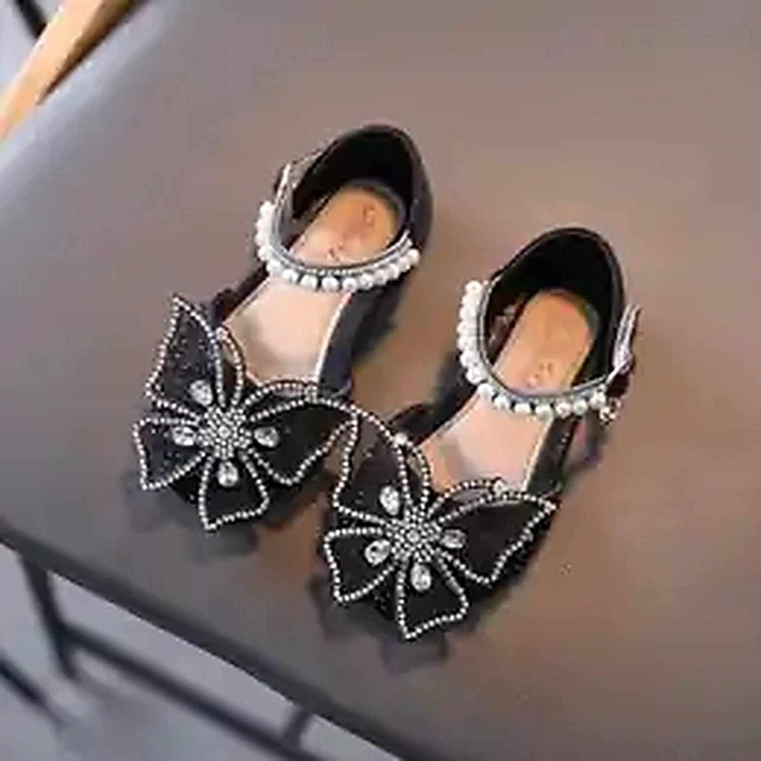 Girls Princess Bow Sandals – Rhinestone Sequin Dress Shoes product image