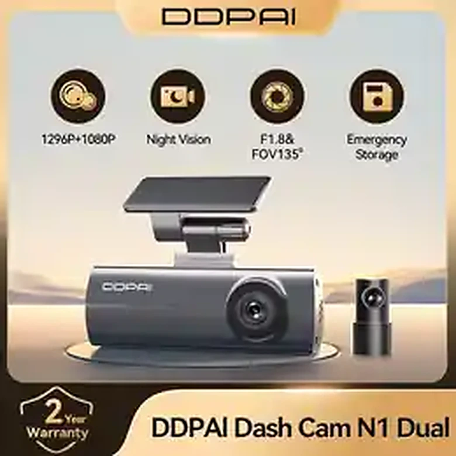 DDPAI Dash Cam N1 Dual — Front & Rear product image