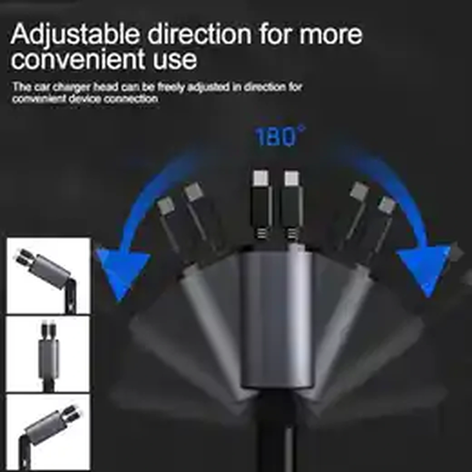 Retractable Dual-Line Car Charger • USB + Type-C Fast Charging product image