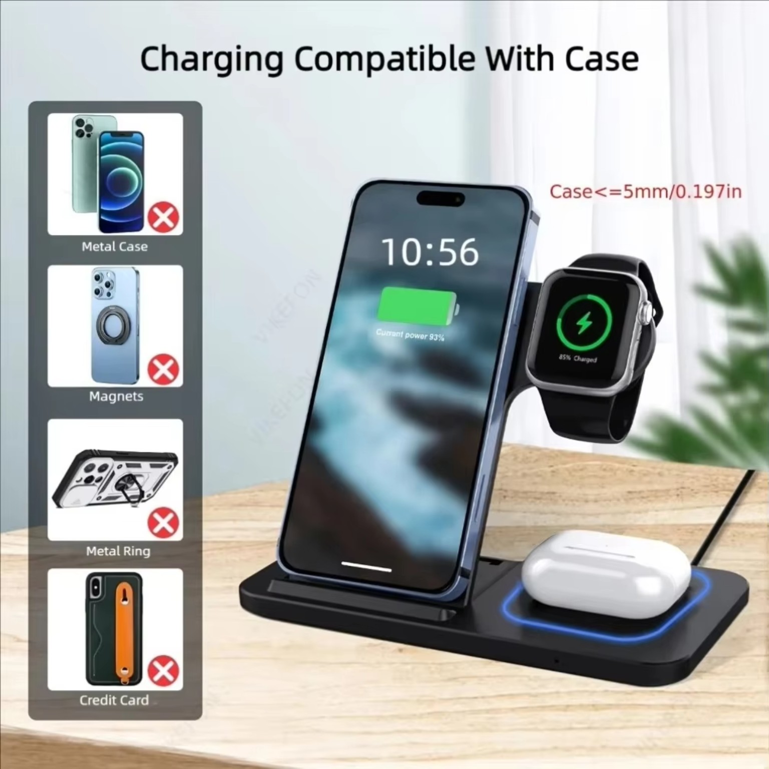 Foldable 3-in-1 Wireless Charging Station • Phone, Watch & AirPods product image