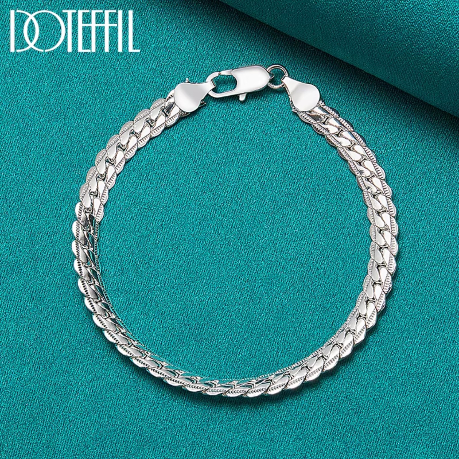 DOTEFFIL 925 Silver Bracelet — 6mm Flat Side Chain product image
