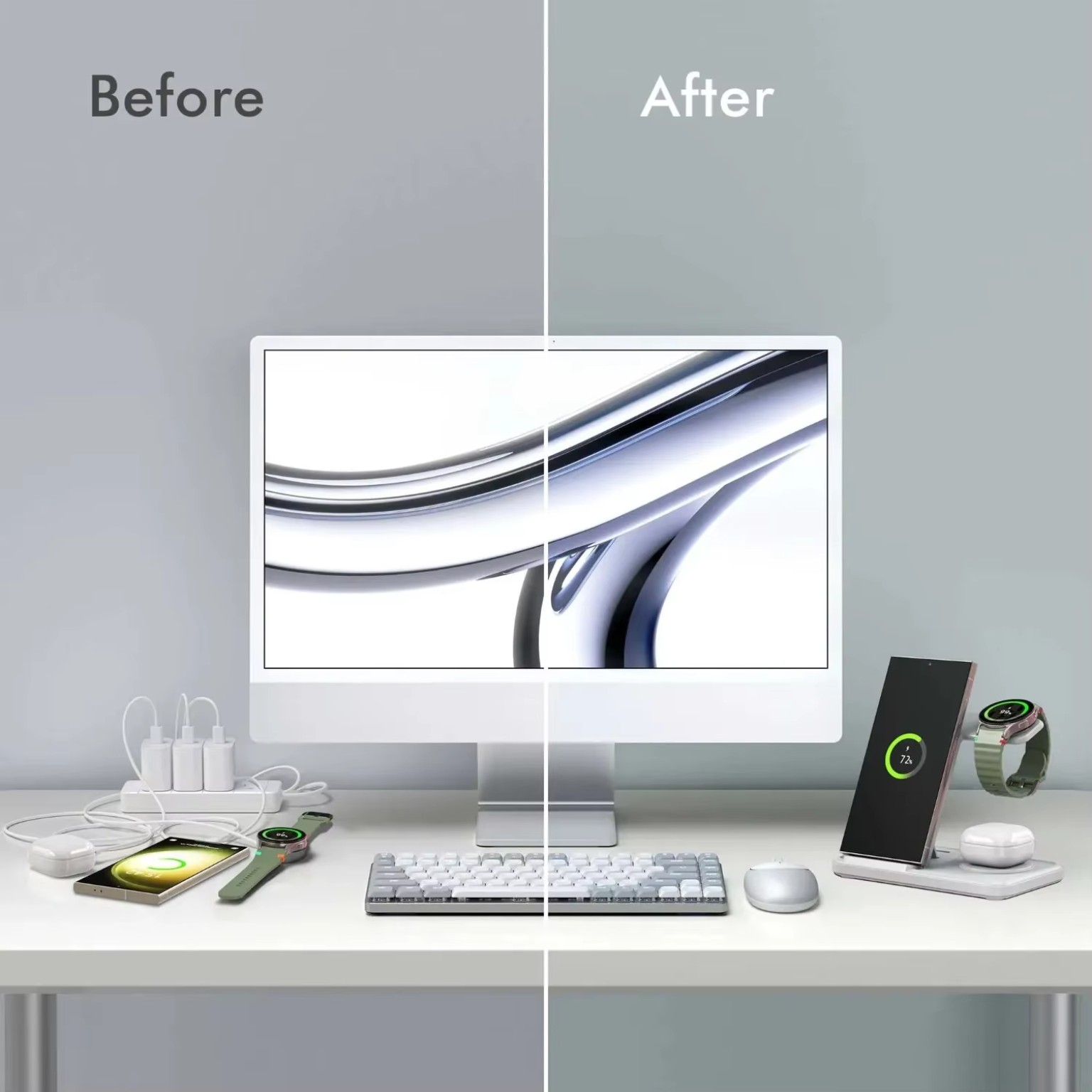 Desktop 3-in-1 Wireless Charger Station for Samsung Galaxy product image