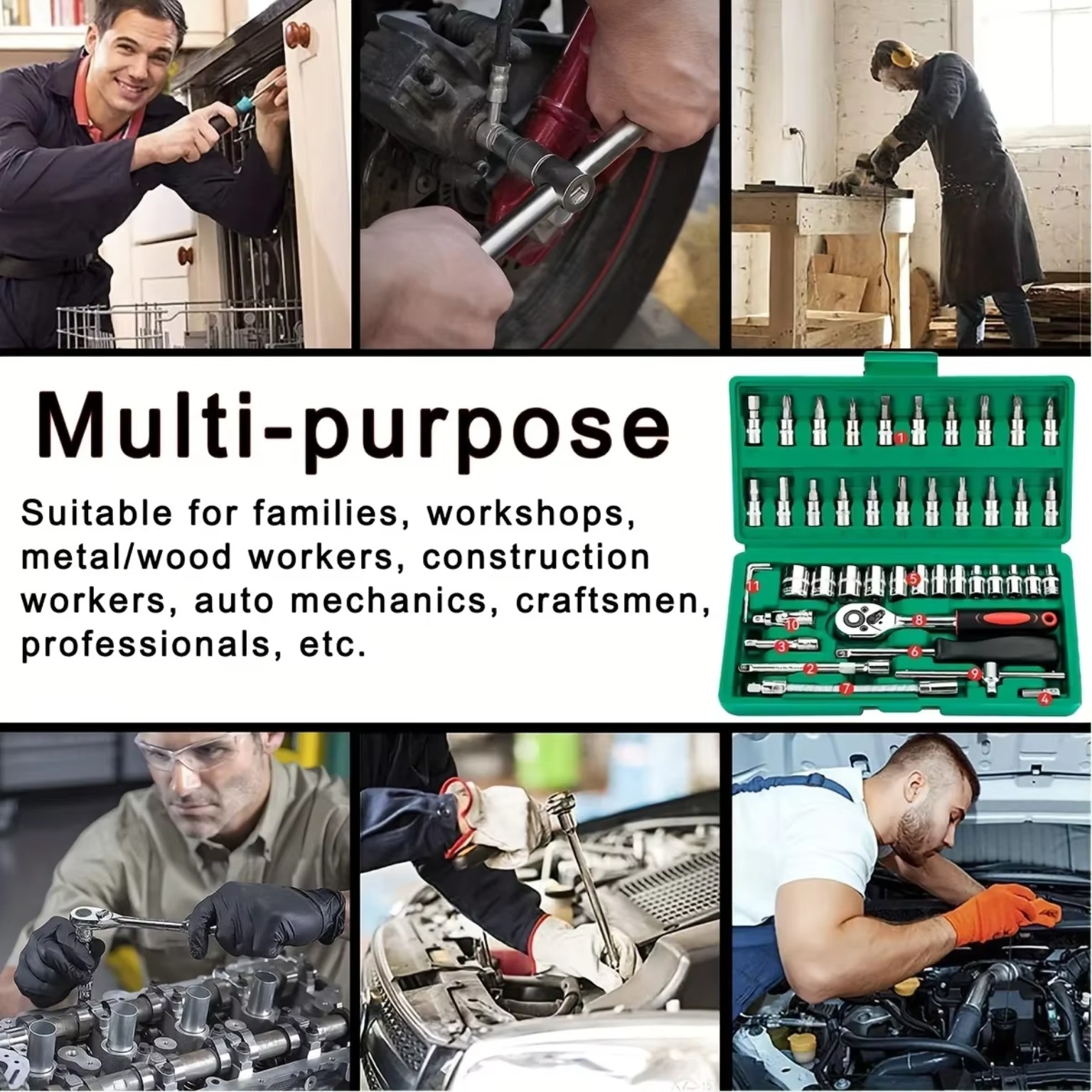 46Pcs Family Tools 1/4 Mechanic Tool Set product image