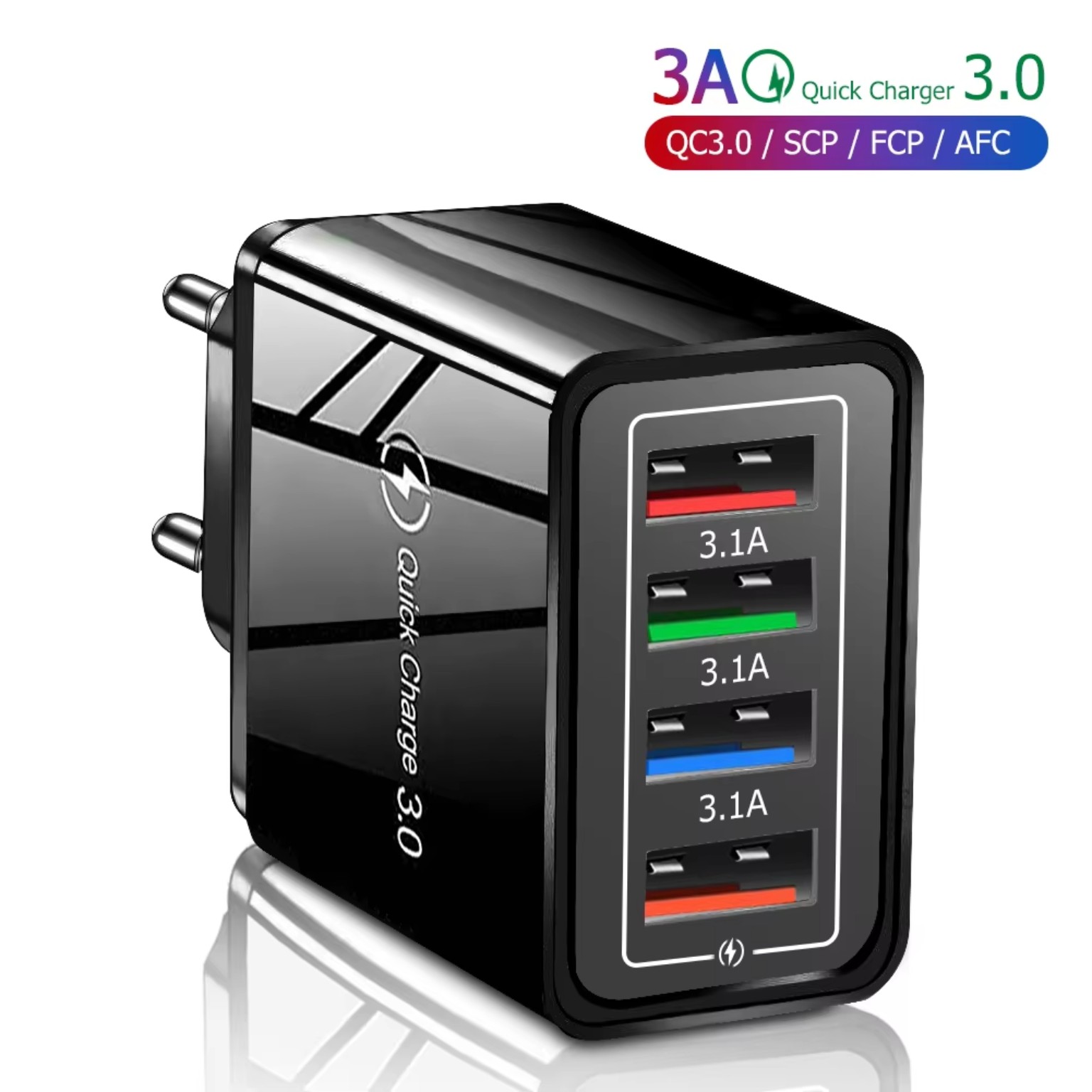 3A USB Charger 4-Port Quick Charge 3.0 Wall Adapter product image
